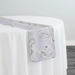 10pcs - Paisley Floret Sequins Table Runner 14"x120" - White