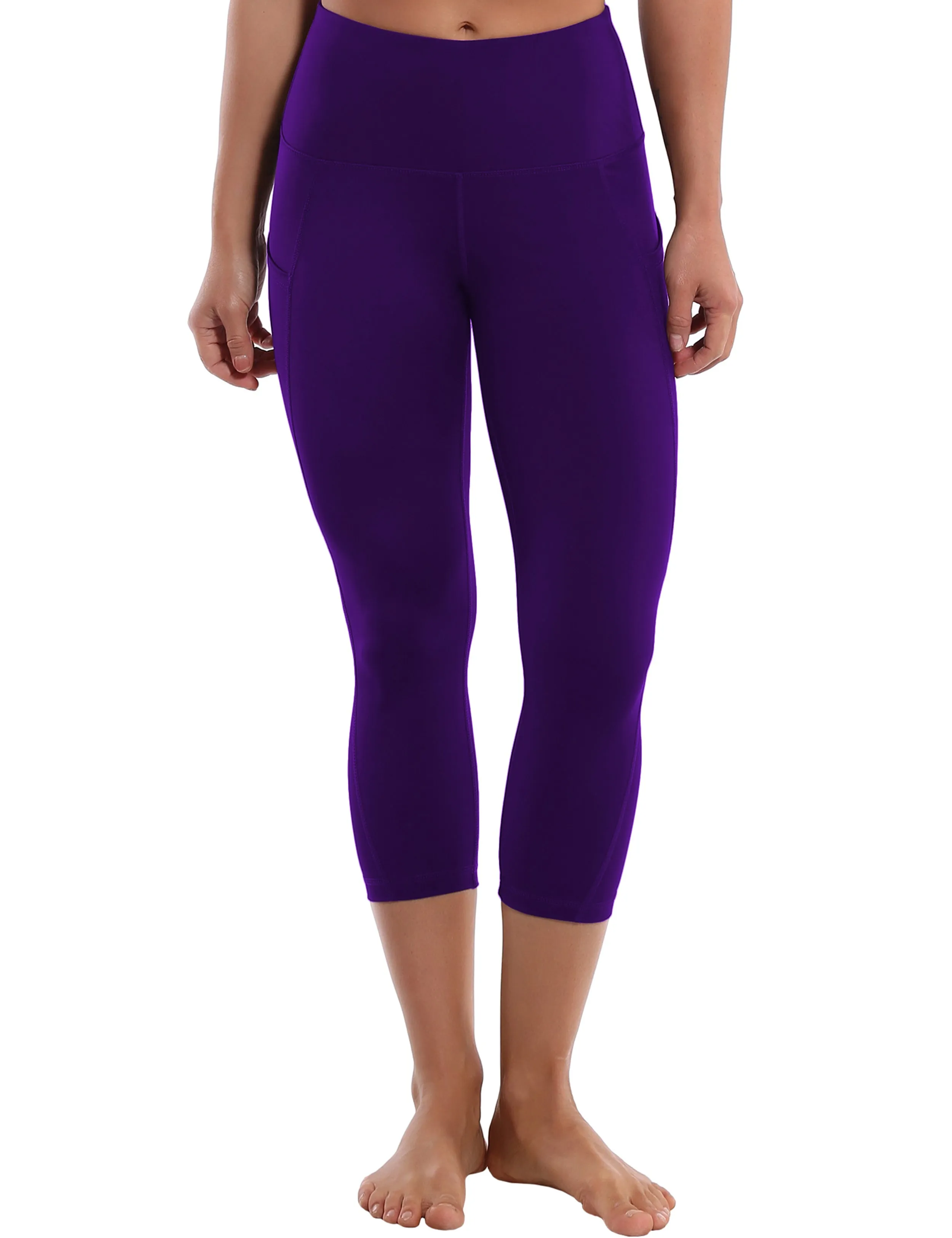 19" High Waist Side Pockets Capris eggplantpurple_Pilates