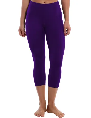 19" High Waist Side Pockets Capris eggplantpurple_Pilates