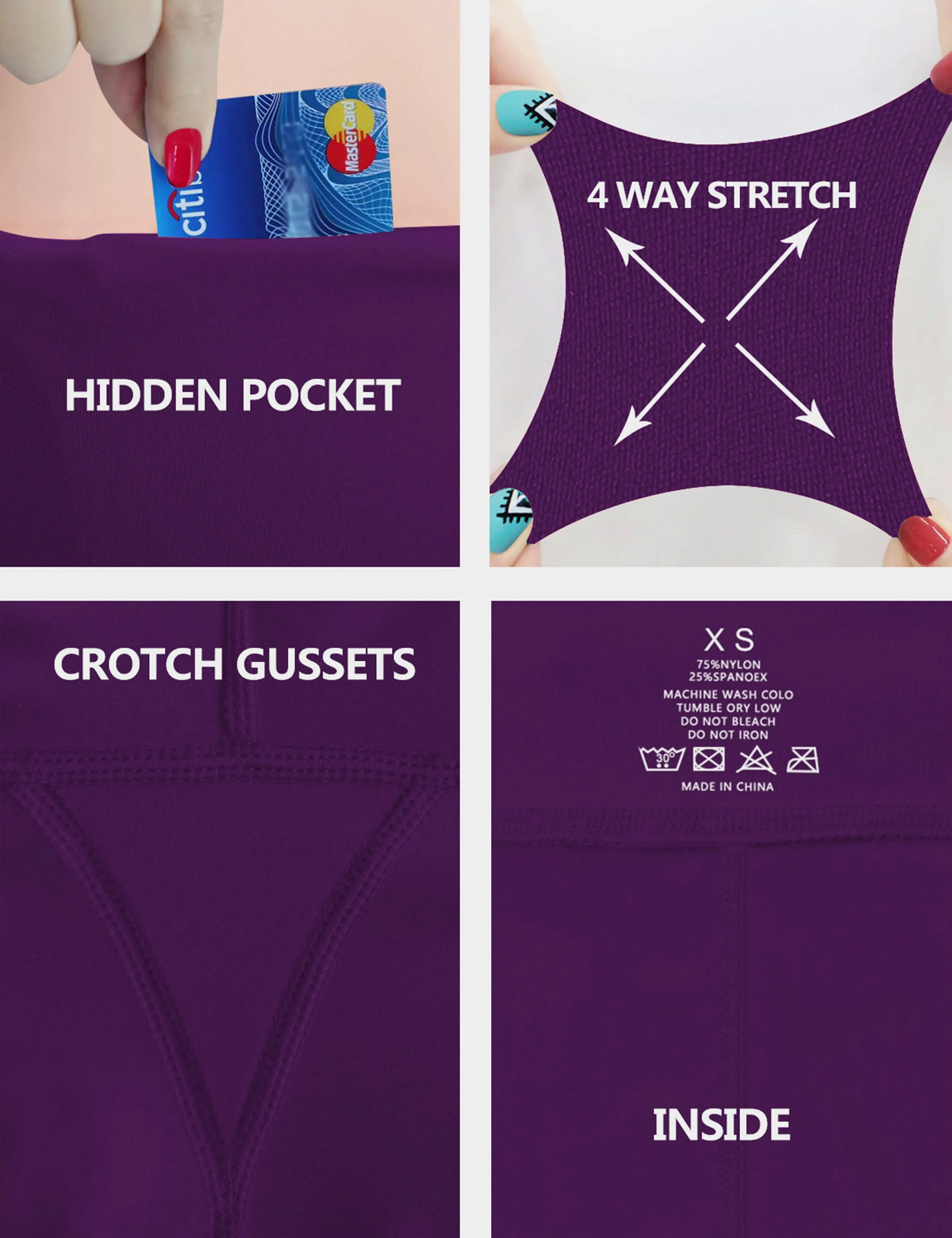 19" High Waist Side Pockets Capris eggplantpurple_Pilates