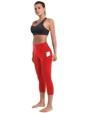 19" High Waist Side Pockets Capris scarlet_Pilates