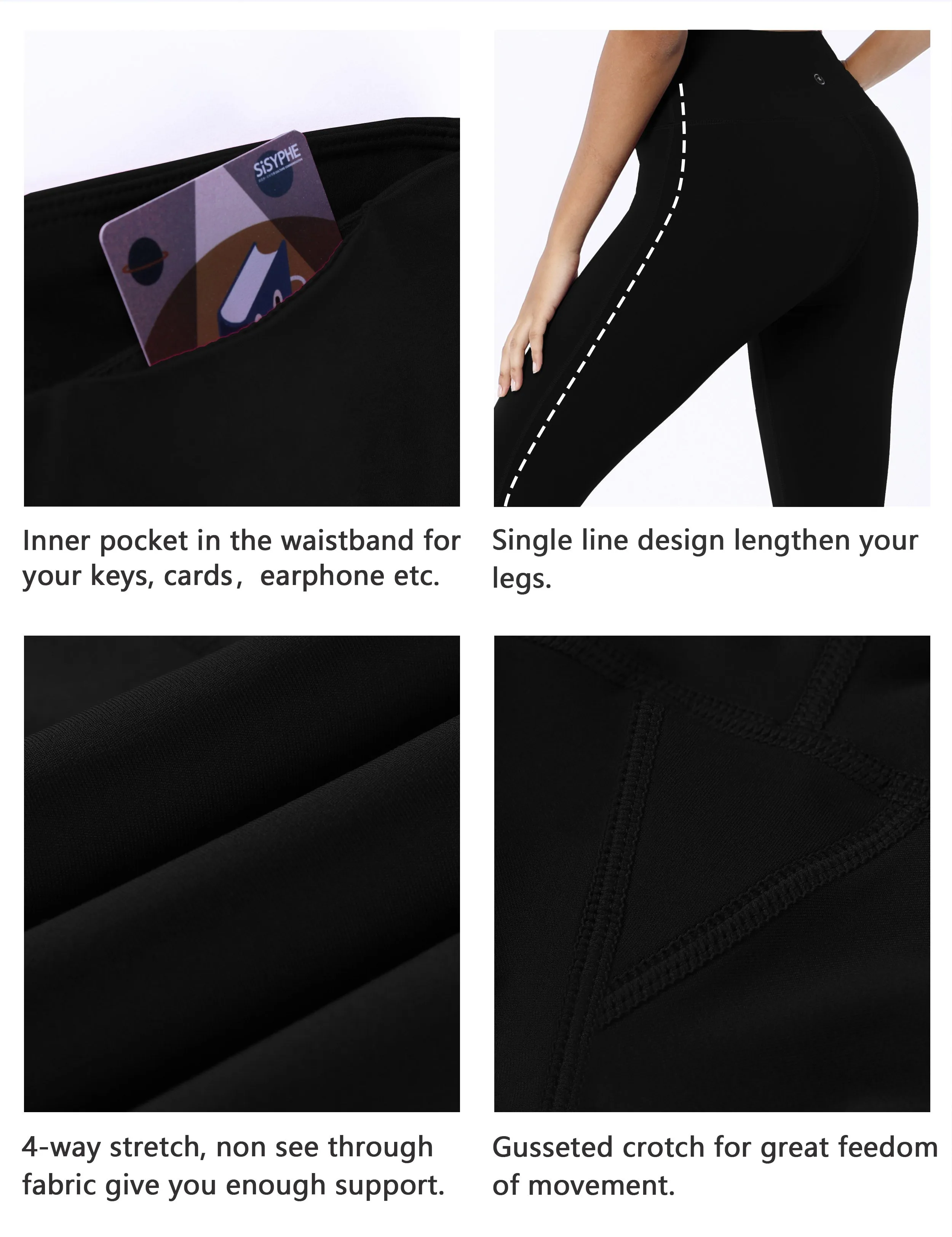 22" High Waist Side Line Capris black_Pilates