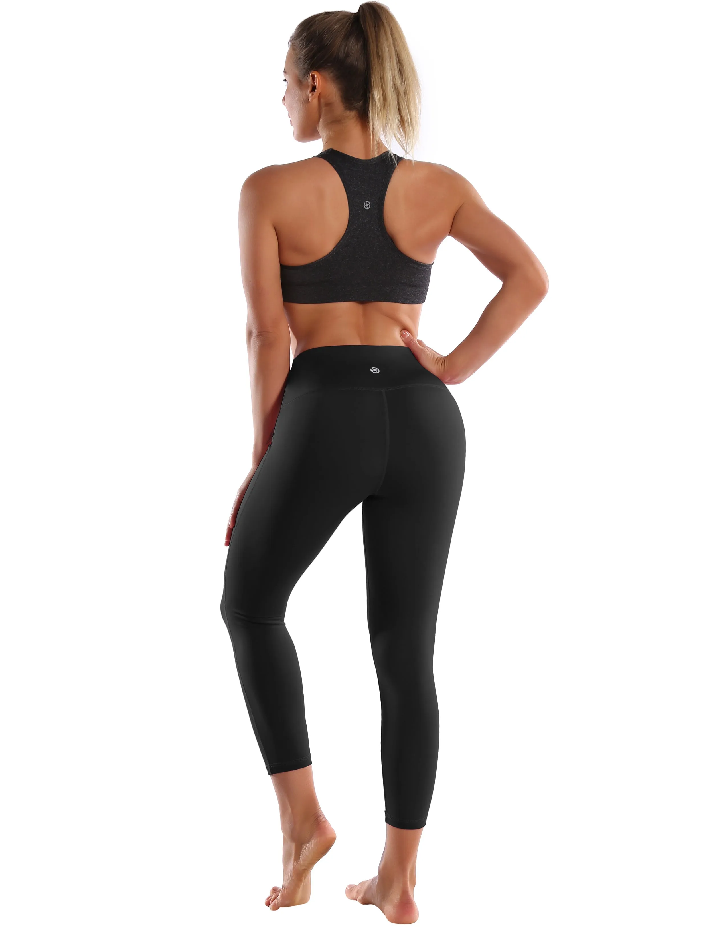 22" High Waist Side Line Capris black_Pilates