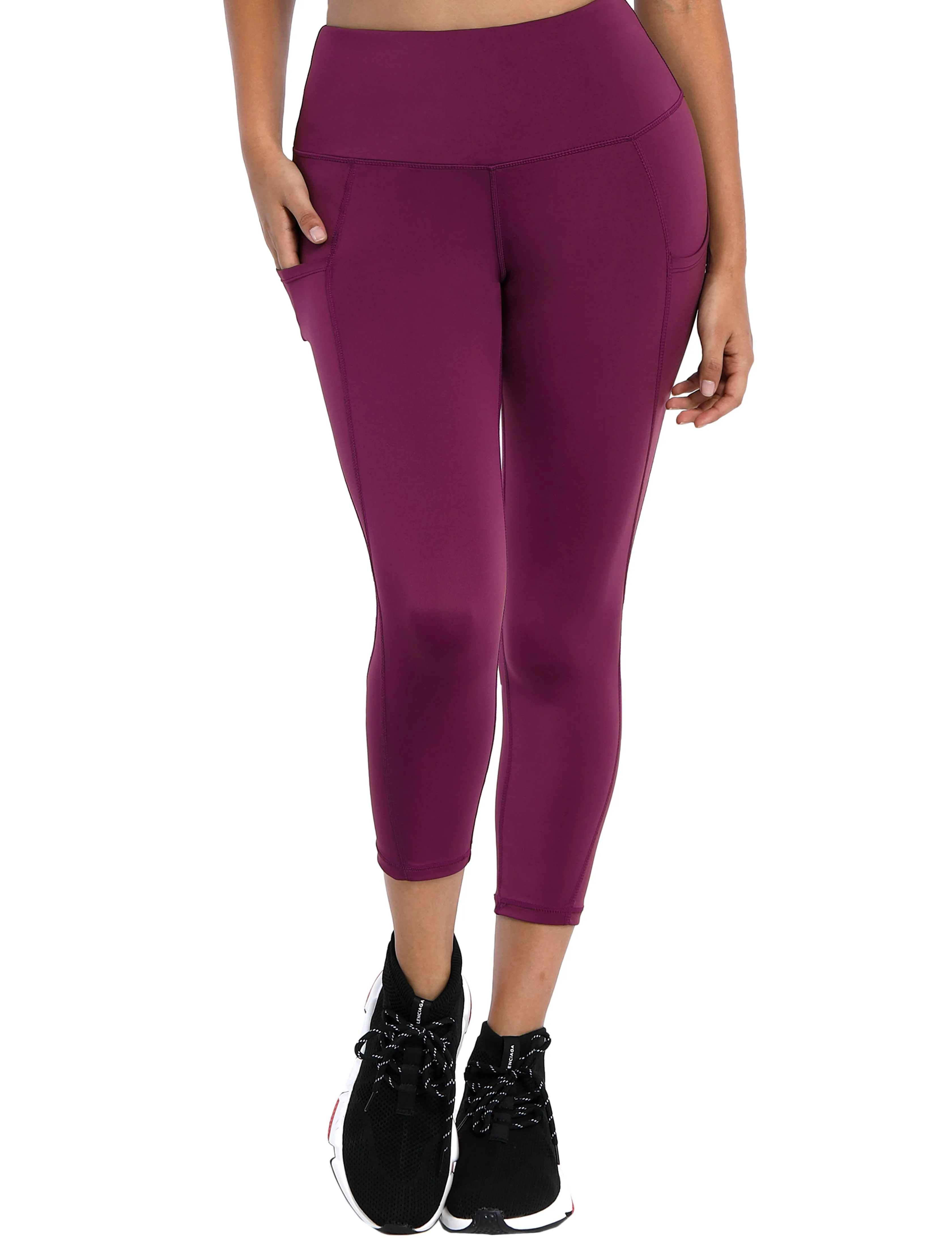 22" High Waist Side Pockets Capris grapevine_Pilates