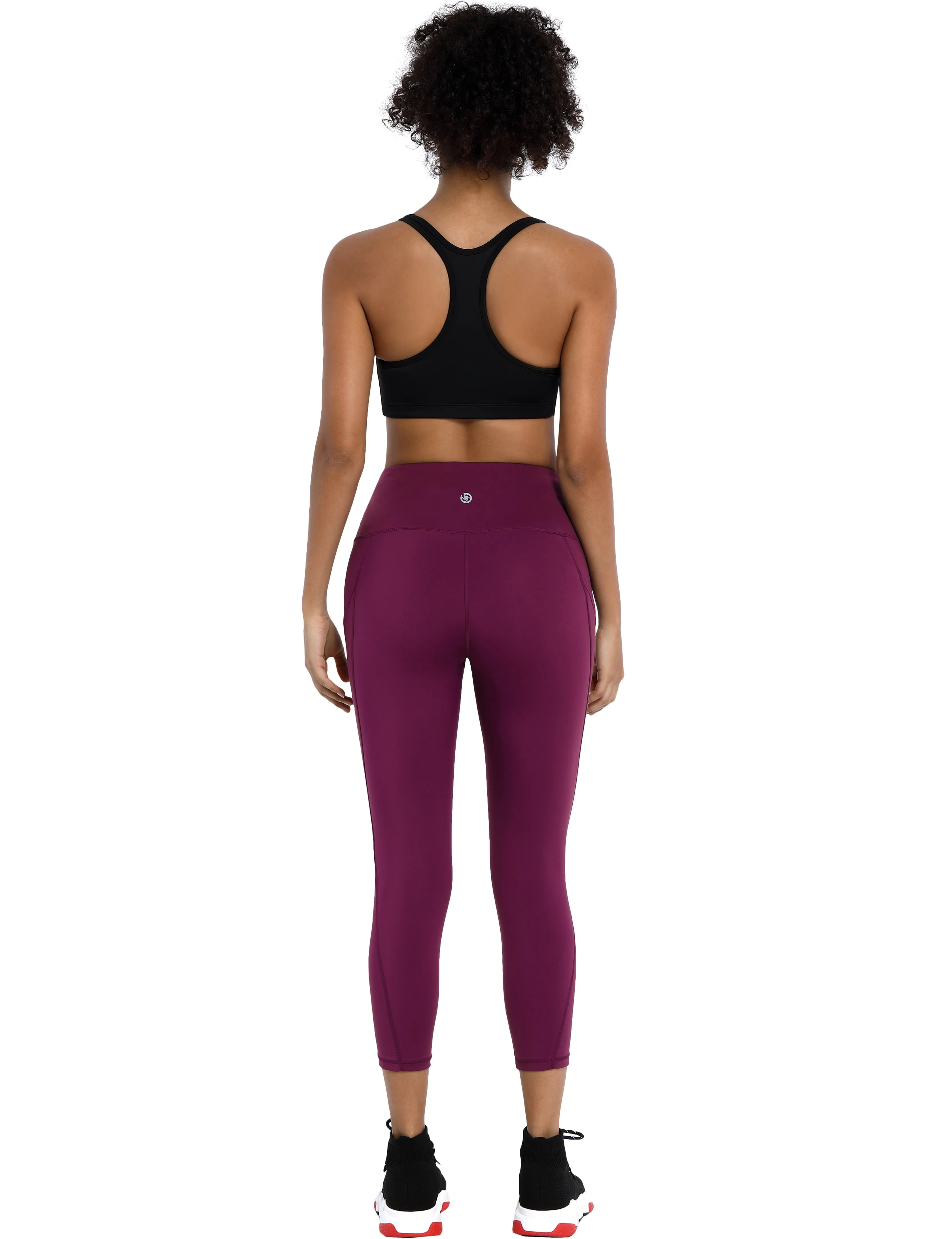 22" High Waist Side Pockets Capris grapevine_Pilates