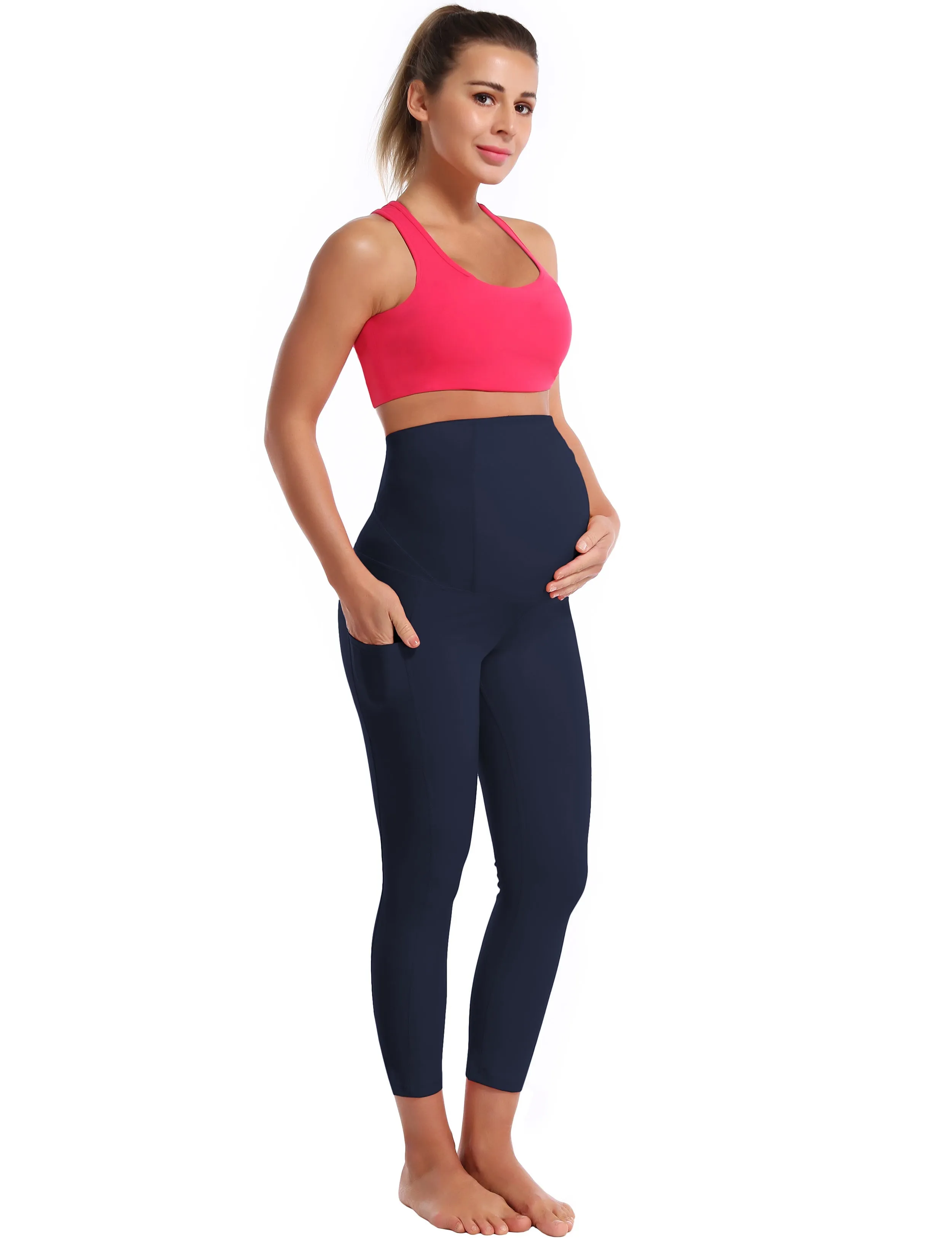 22" Side Pockets Maternity Pilates Pants darknavy_Pilates