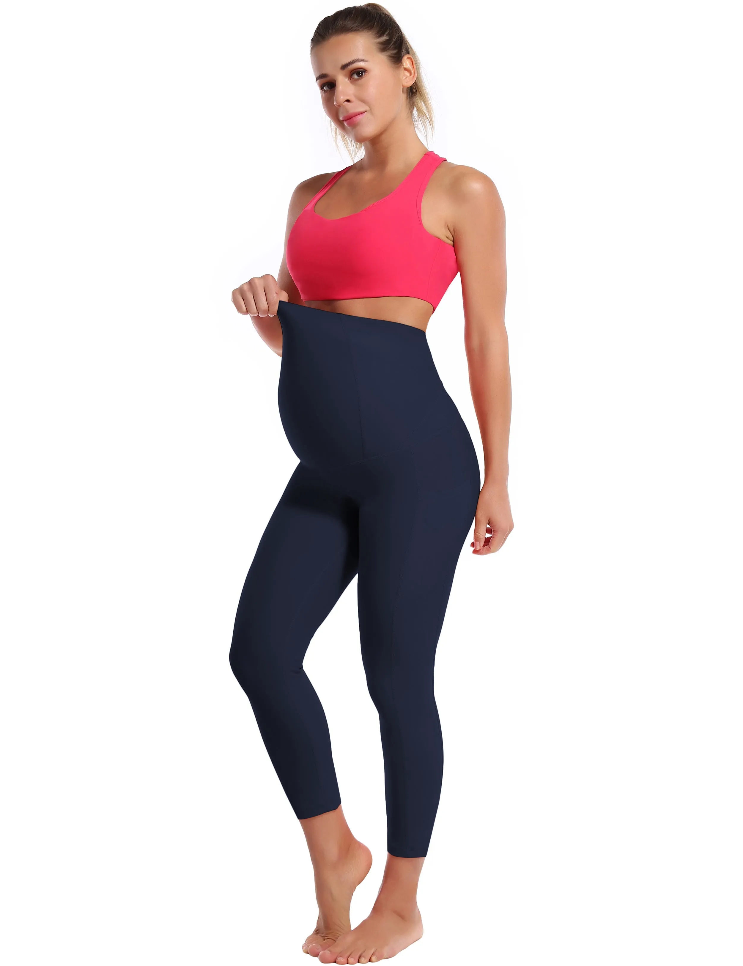 22" Side Pockets Maternity Pilates Pants darknavy_Pilates