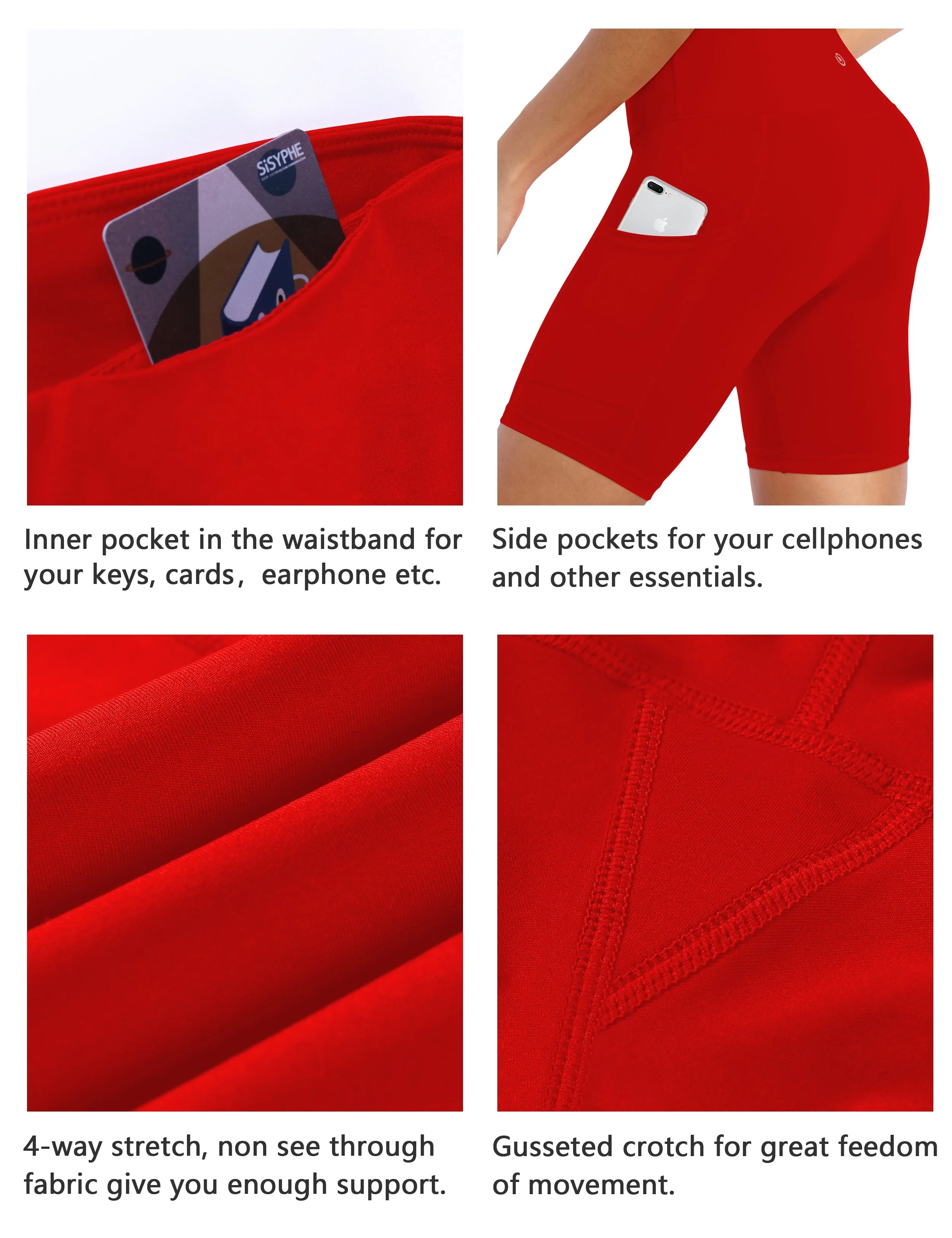 8" Side Pockets Pilates Shorts scarlet_Pilates