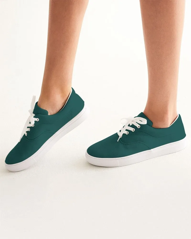 Dark Blue Cool Green Women's Canvas Sneakers | Women's | Dark Pastel Blue Cool Green | C60M0Y30K80
