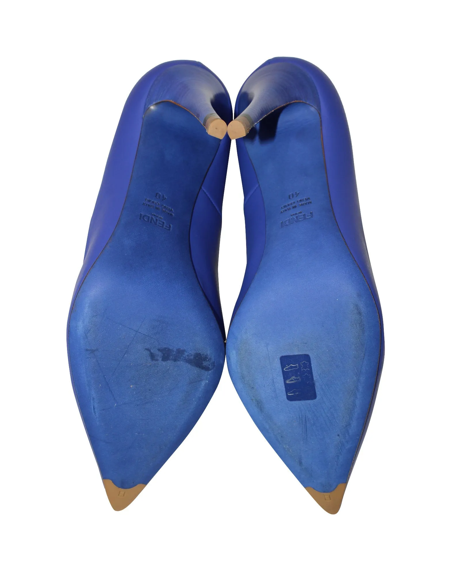 Fendi Pointed Toe Pumps in Blue Leather