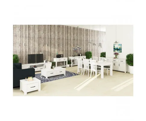 Foxglove Buffet Table 158cm 4 Door 3 Drawer Solid Mt Ash Timber Wood - White