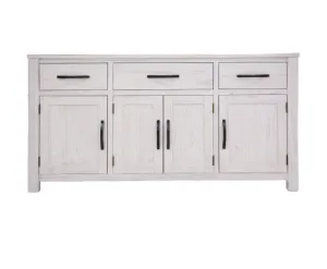 Foxglove Buffet Table 158cm 4 Door 3 Drawer Solid Mt Ash Timber Wood - White