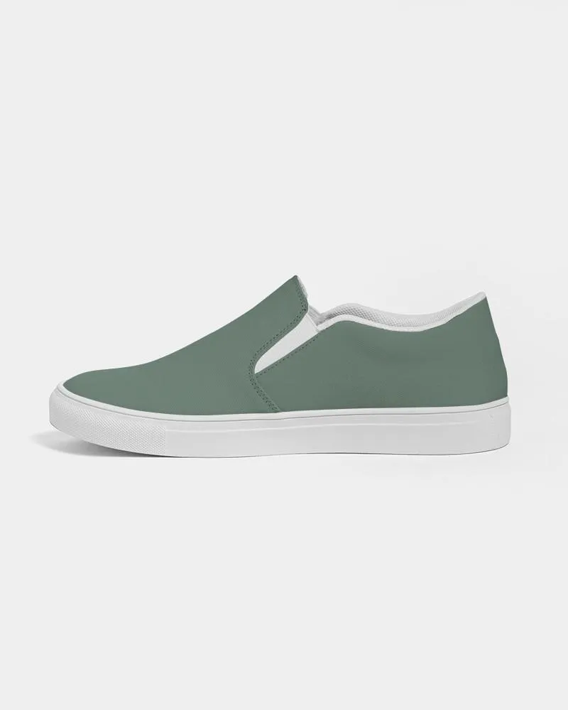 Medium Dark Green Slip-On Canvas Sneakers | Men's | Medium Dark Pale Pastel Green | C30M0Y30K60