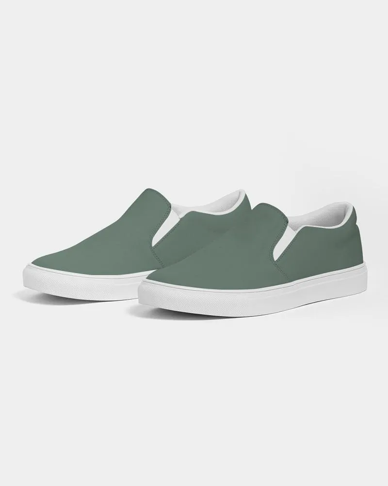 Medium Dark Green Slip-On Canvas Sneakers | Men's | Medium Dark Pale Pastel Green | C30M0Y30K60