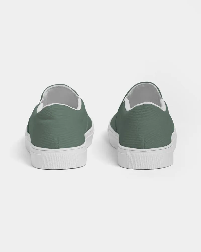 Medium Dark Green Slip-On Canvas Sneakers | Men's | Medium Dark Pale Pastel Green | C30M0Y30K60