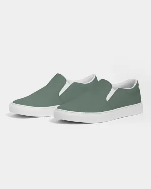 Medium Dark Green Slip-On Canvas Sneakers | Men's | Medium Dark Pale Pastel Green | C30M0Y30K60