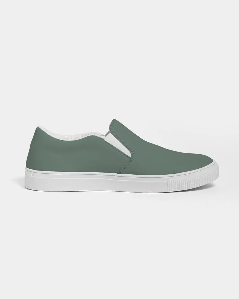 Medium Dark Green Slip-On Canvas Sneakers | Men's | Medium Dark Pale Pastel Green | C30M0Y30K60