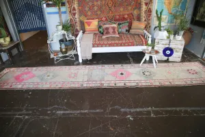 Old Kurdish Herki Runner 2.8ftx14.1ft