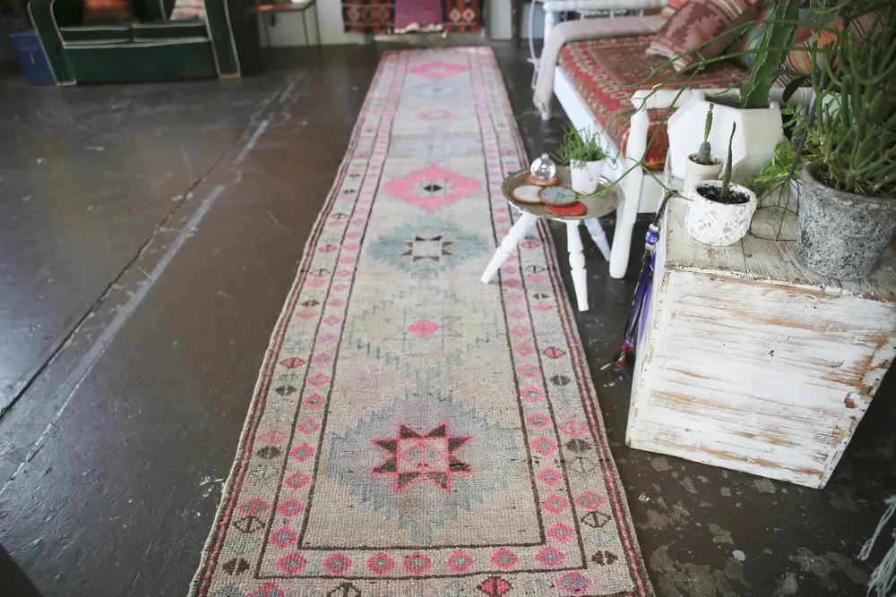Old Kurdish Herki Runner 2.8ftx14.1ft