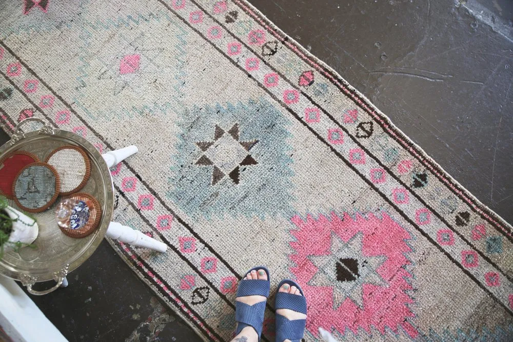 Old Kurdish Herki Runner 2.8ftx14.1ft