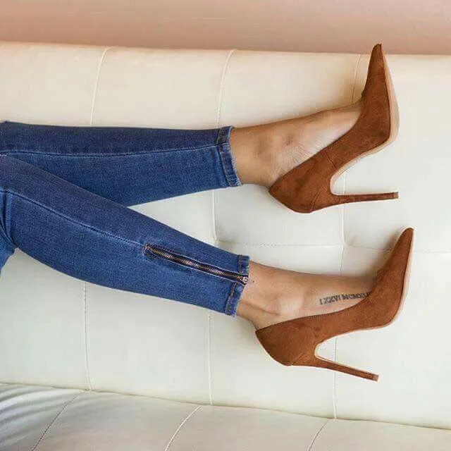 Sam Edelman Hazel Hazelnut Stiletto Suede Dress Pointy Toe Pump Shoes