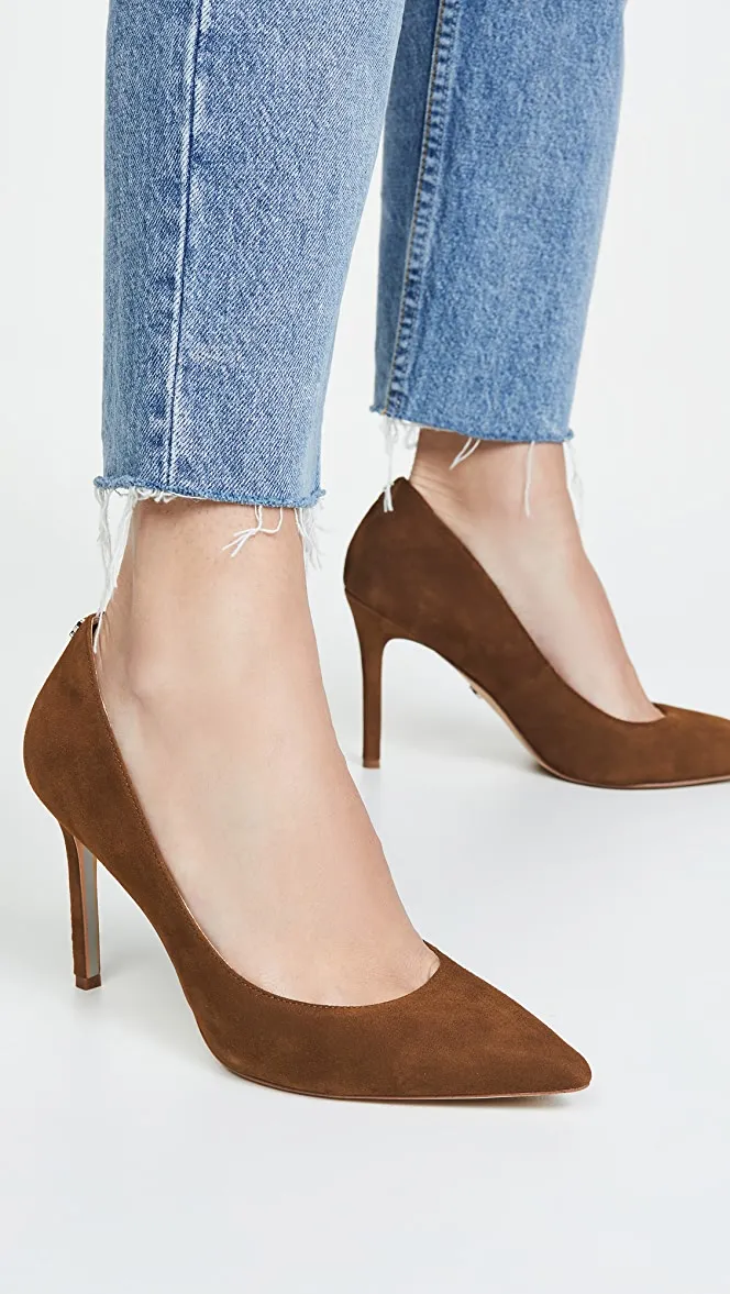 Sam Edelman Hazel Hazelnut Stiletto Suede Dress Pointy Toe Pump Shoes