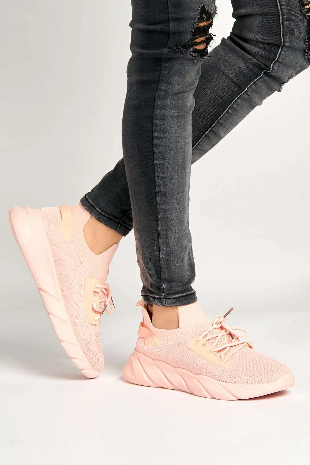 Savi Lace Up Trainers in Pink