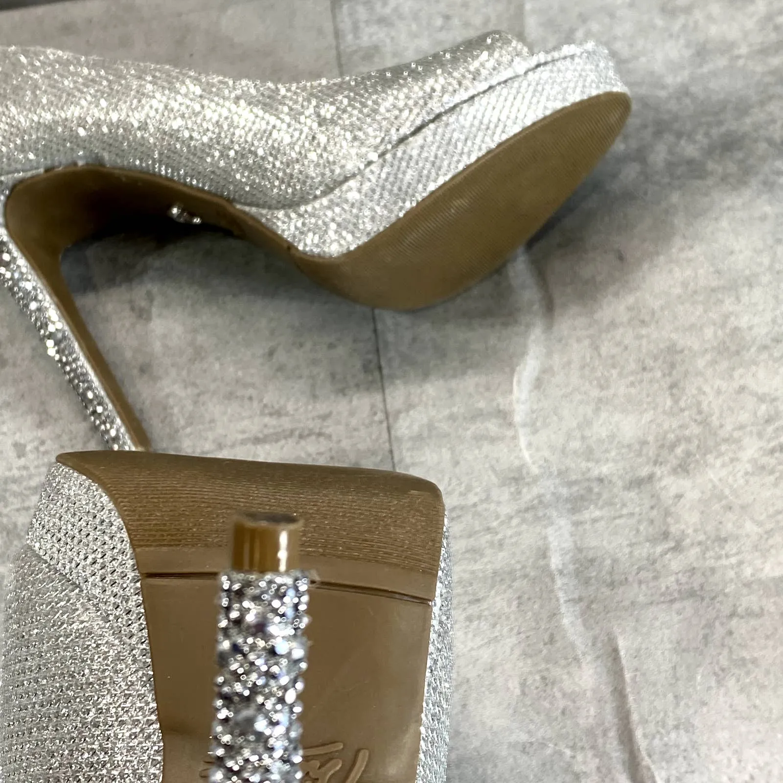 THALIA SODI Women's Silver Rhinestone Embellished Lenna Stiletto Pumps SZ 5
