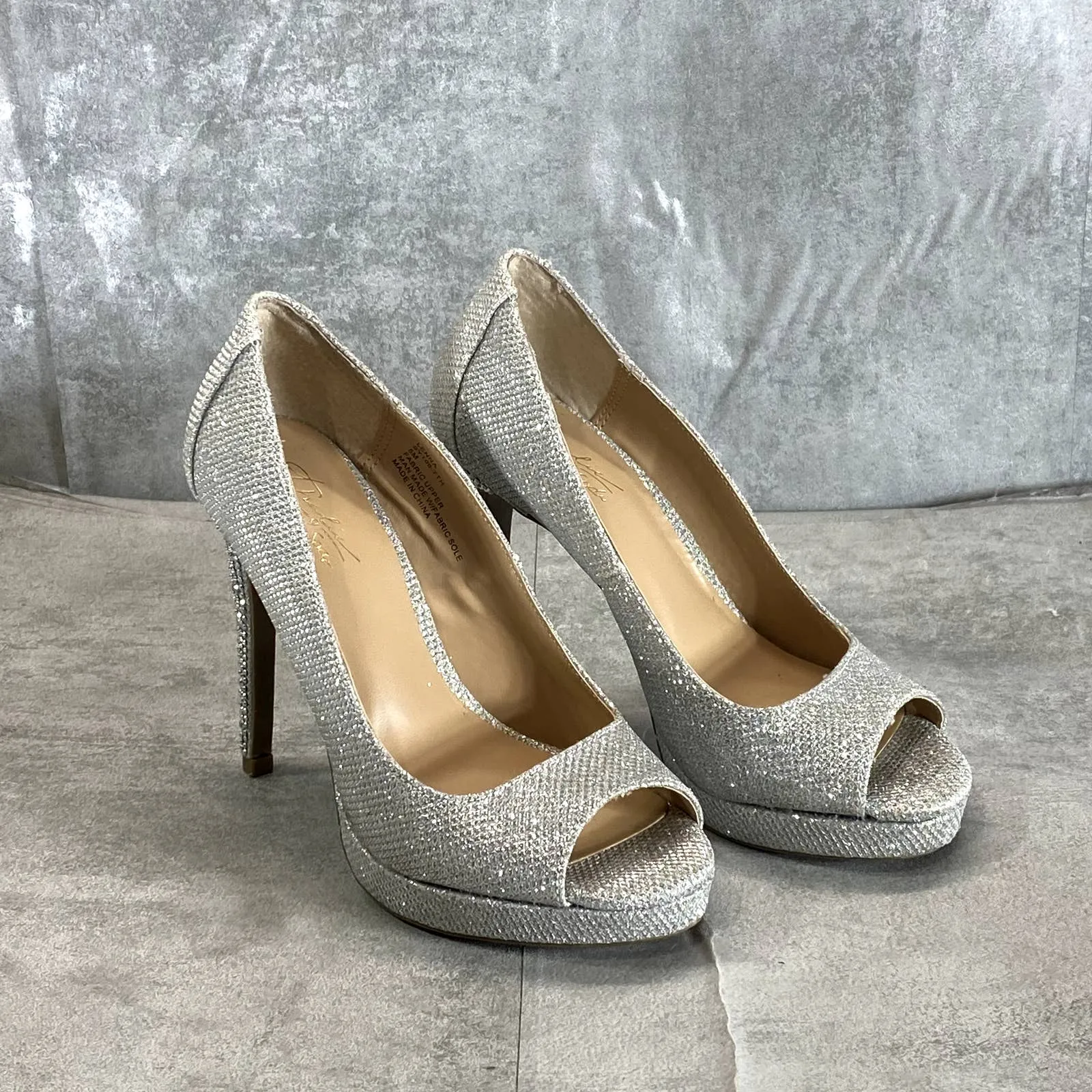 THALIA SODI Women's Silver Rhinestone Embellished Lenna Stiletto Pumps SZ 5